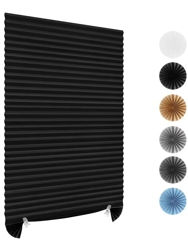 1pc Solid Color Cordless Pleated Fabric Temporary Sun Shade Blind, Suitable For Room Office Bedroom Kitchen Bathroom